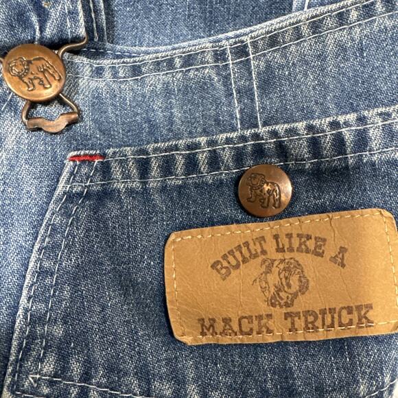 Vintage Baby Boy Bib Overalls Shorts Built Like A Mack Truck 18 Months USA Made - Picture 7 of 7